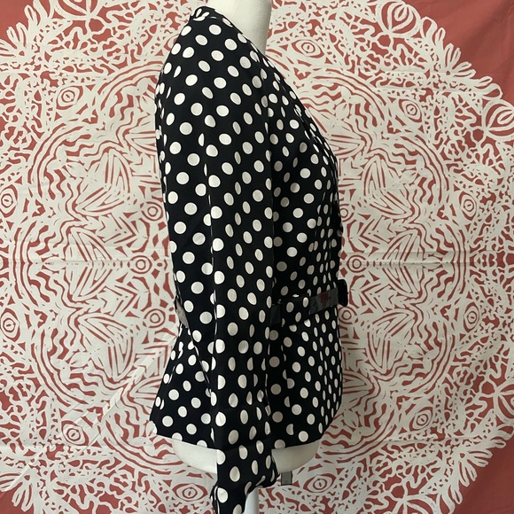 TAHARI size 8 medium petite women’s blazer, Jacket, black white polka dot - Picture 2 of 11